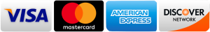 Major credit cards accepted: Visa, Matercard, American Express, Discover
